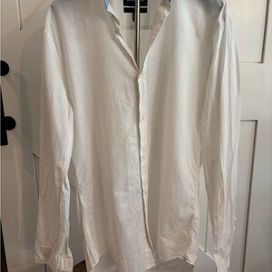 Bonobos Slim Fit Shirt M White Linen Chambray Trim Button Down Men’s